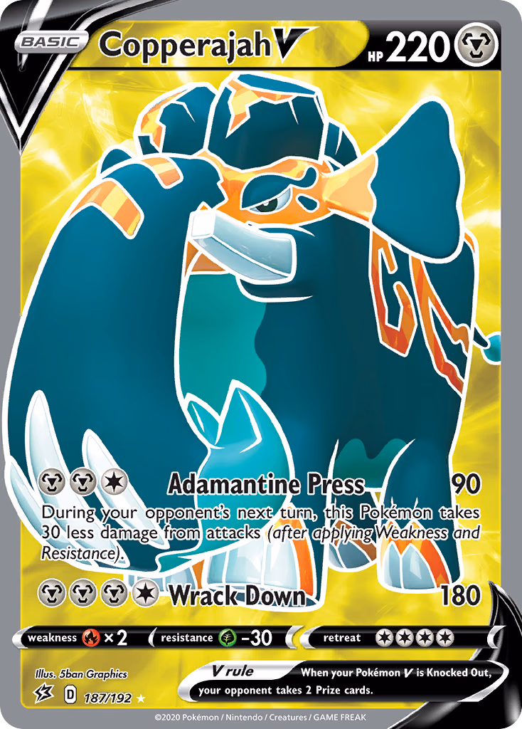 Copperajah V Pokemon card (187/192, Rebel Clash)