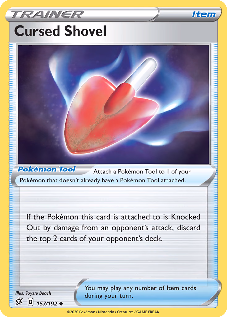 Cursed Shovel Pokemon card (157/192, Rebel Clash)