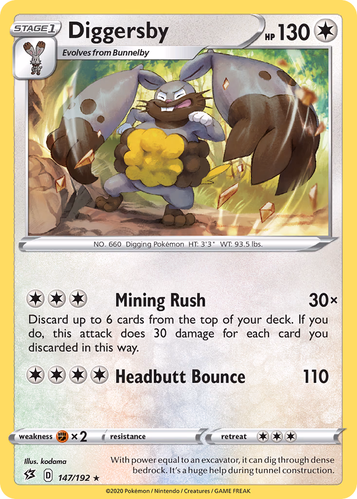 Diggersby Pokemon card (147/192, Rebel Clash)