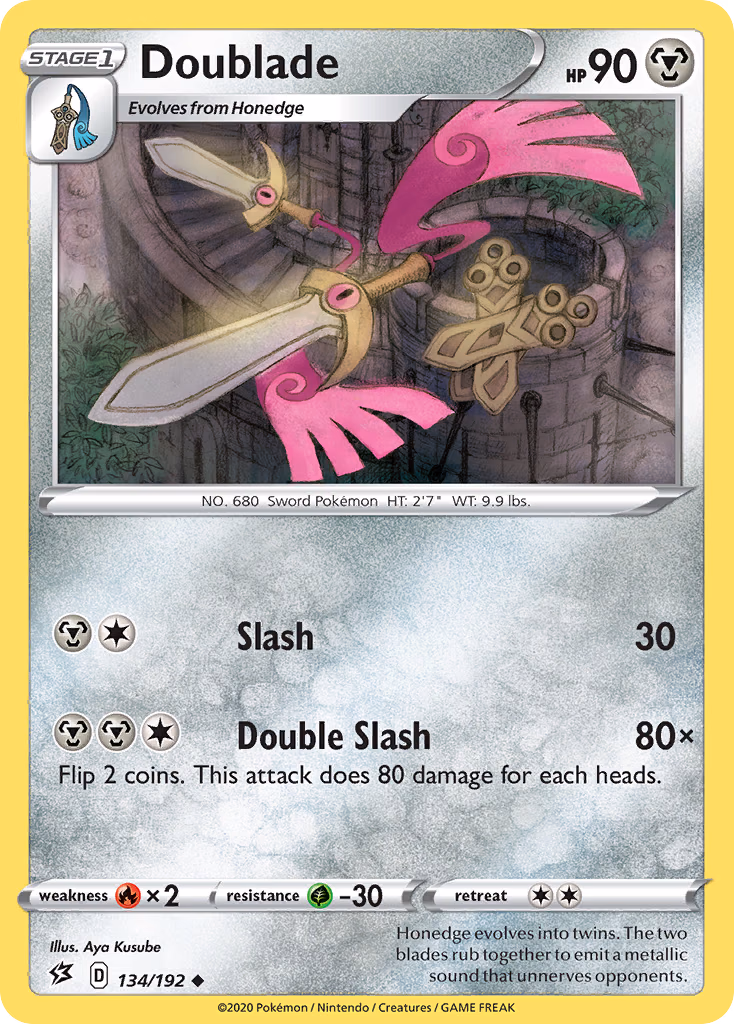 Doublade Pokemon card (134/192, Rebel Clash)