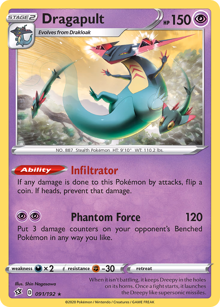 Dragapult Pokemon card (091/192, Rebel Clash)
