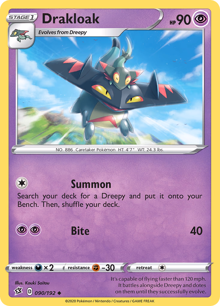 Drakloak Pokemon card (090/192, Rebel Clash)