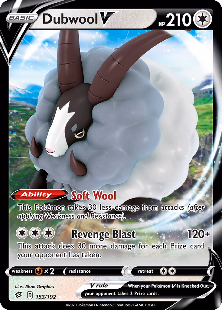 Dubwool V Pokemon card (153/192, Rebel Clash)