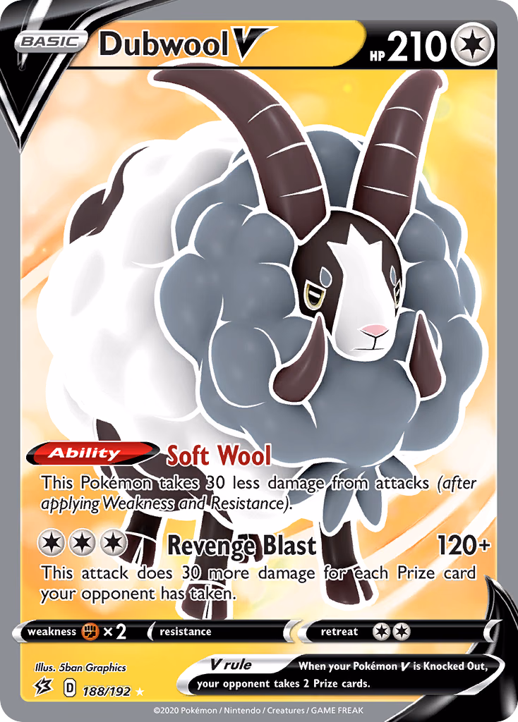 Dubwool V Pokemon card (188/192, Rebel Clash)