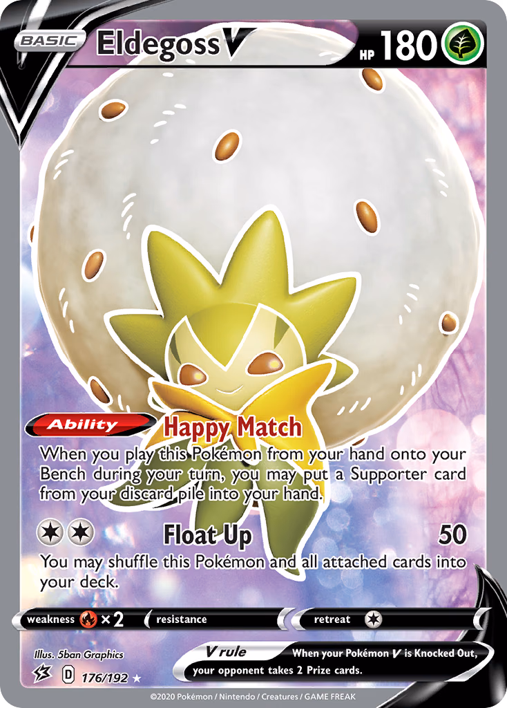 Eldegoss V Pokemon card (176/192, Rebel Clash)