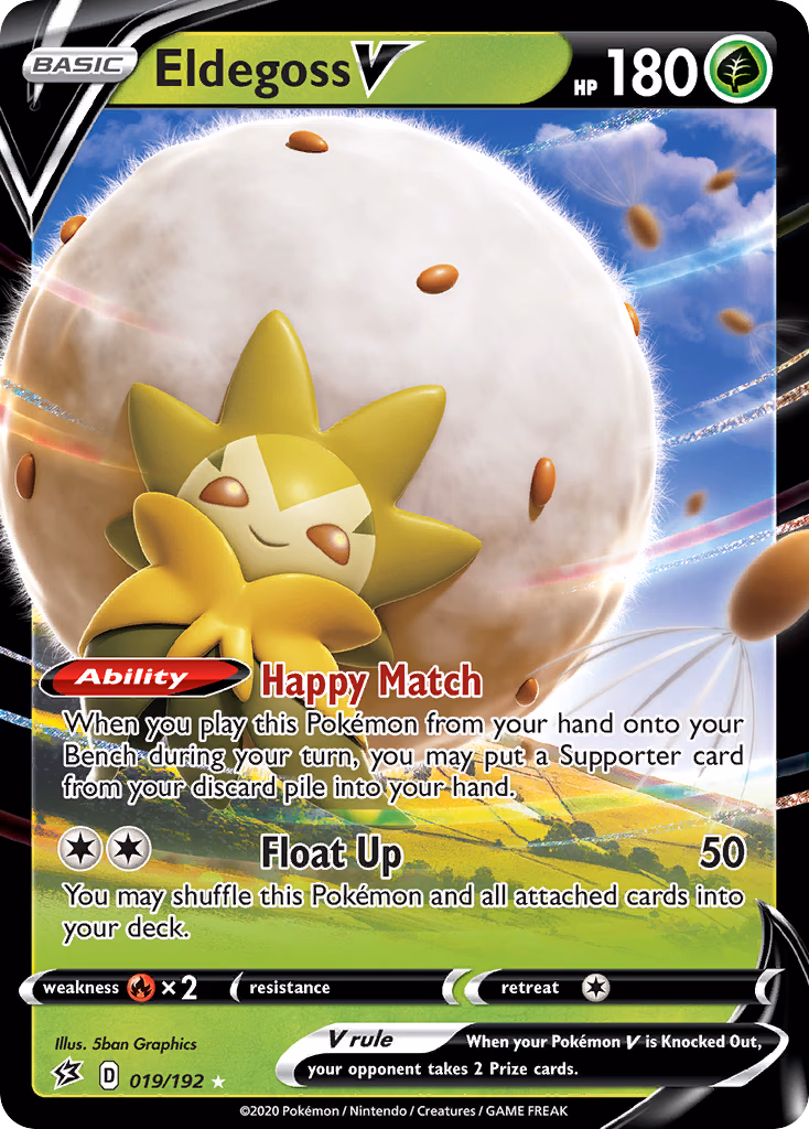 Eldegoss V Pokemon card (019/192, Rebel Clash)