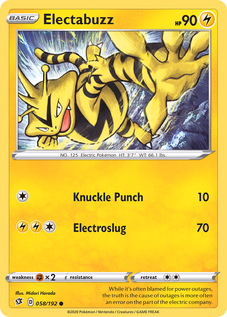 Electabuzz Pokemon card (058/192, Rebel Clash)