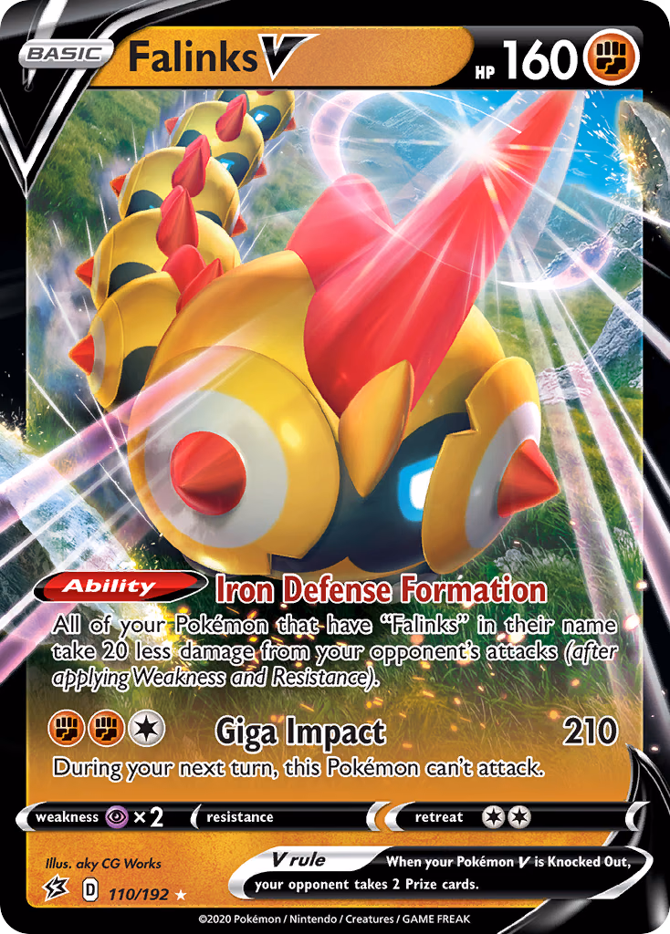 Falinks V Pokemon card (110/192, Rebel Clash)