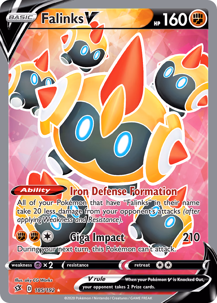 Falinks V Pokemon card (185/192, Rebel Clash)