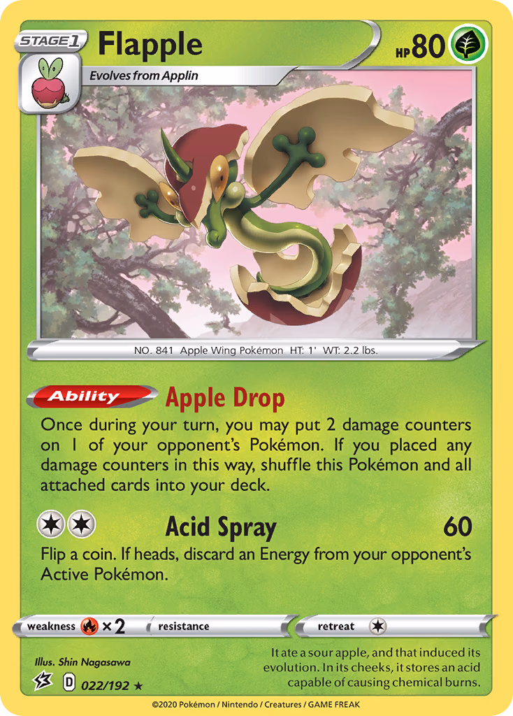 Flapple Pokemon card (022/192, Rebel Clash)