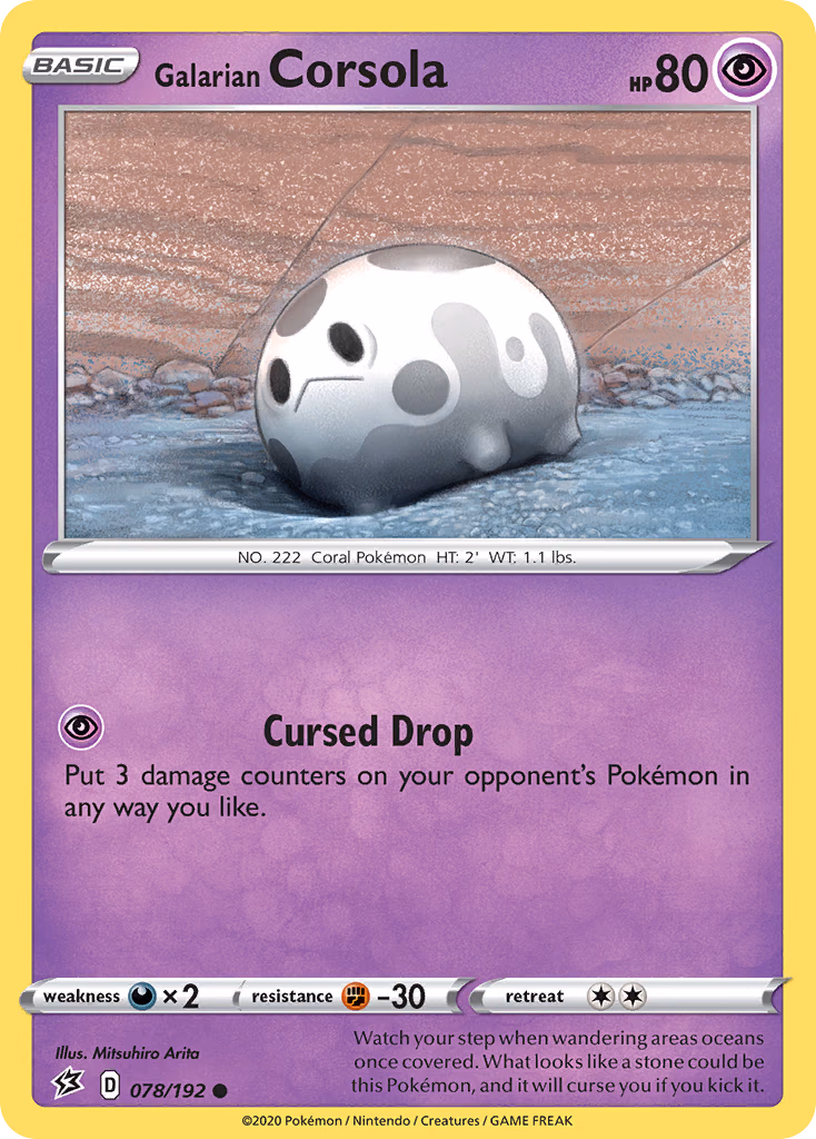Galarian Corsola Pokemon card (078/192, Rebel Clash)