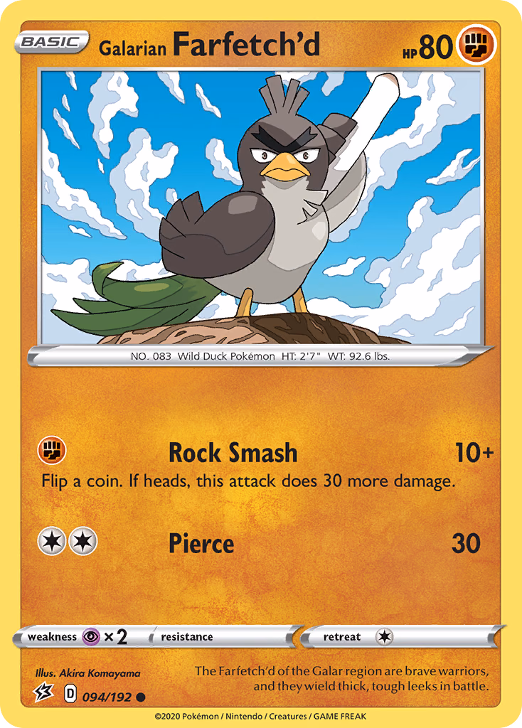 Galarian Farfetch'd Pokemon card (094/192, Rebel Clash)