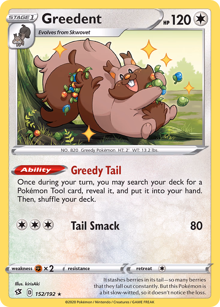 Greedent Pokemon card (152/192, Rebel Clash)