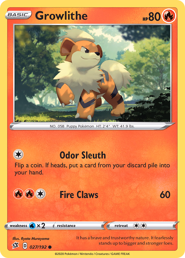 Growlithe Pokemon card (027/192, Rebel Clash)