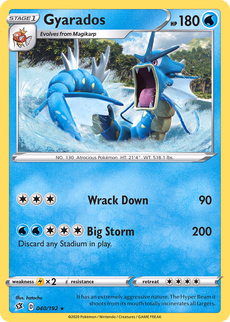 Gyarados Pokemon card (040/192, Rebel Clash)