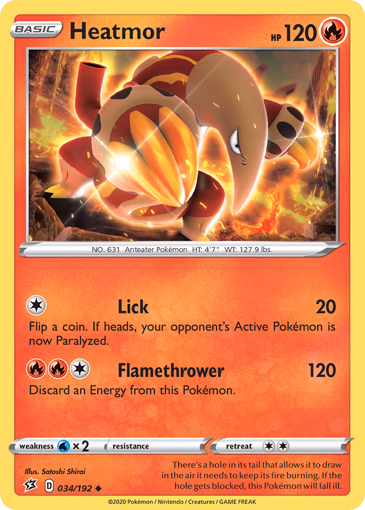 Heatmor Pokemon card (034/192, Rebel Clash)