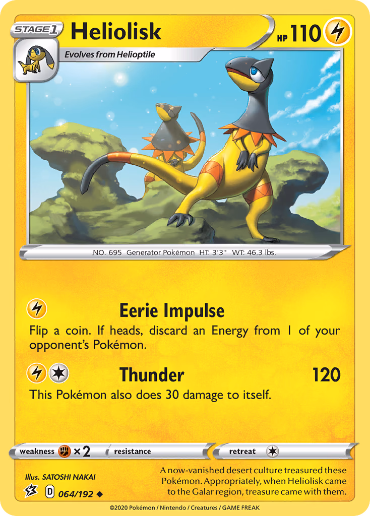 Heliolisk Pokemon card (064/192, Rebel Clash)