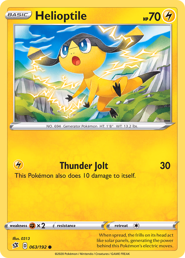 Helioptile Pokemon card (063/192, Rebel Clash)