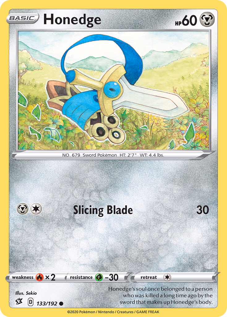 Honedge Pokemon card (133/192, Rebel Clash)
