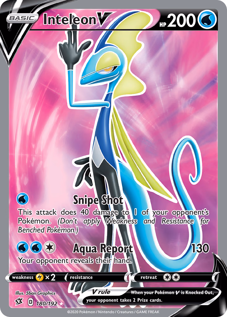 Inteleon V Pokemon card (180/192, Rebel Clash)