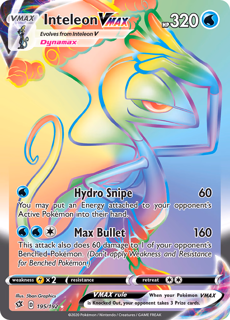 Inteleon VMAX Pokemon card (195/192, Rebel Clash)