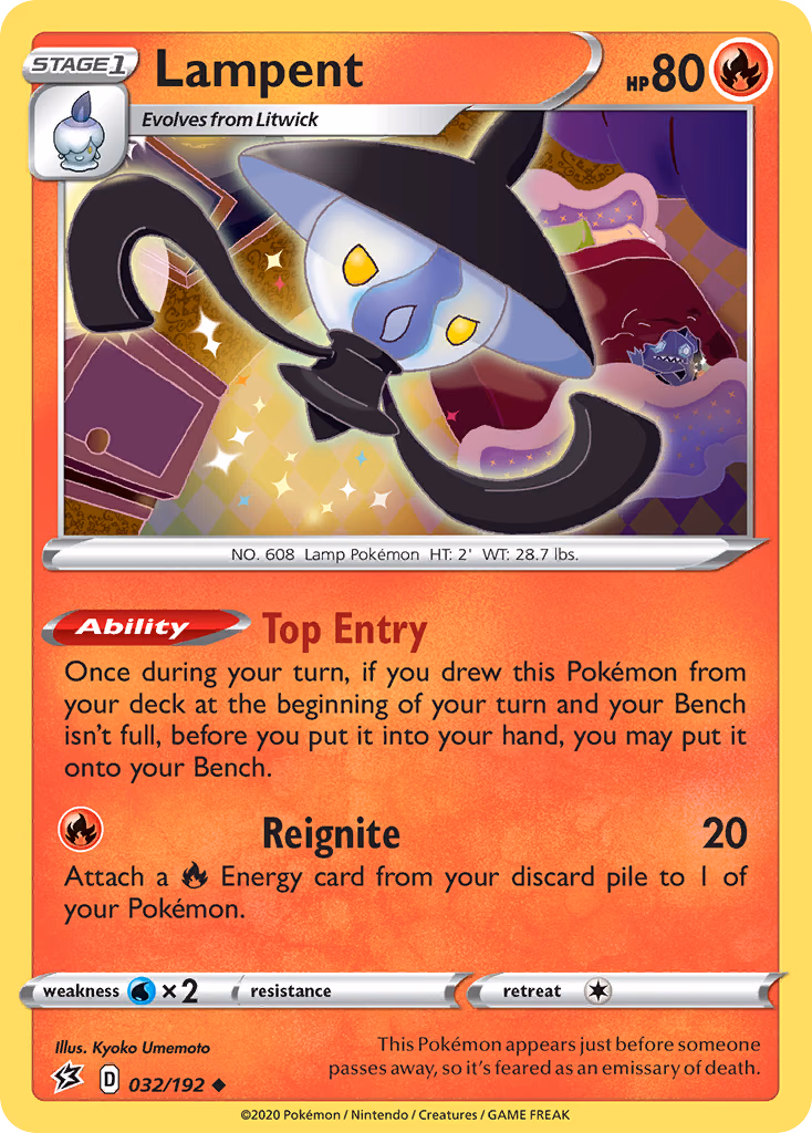 Lampent Pokemon card (032/192, Rebel Clash)