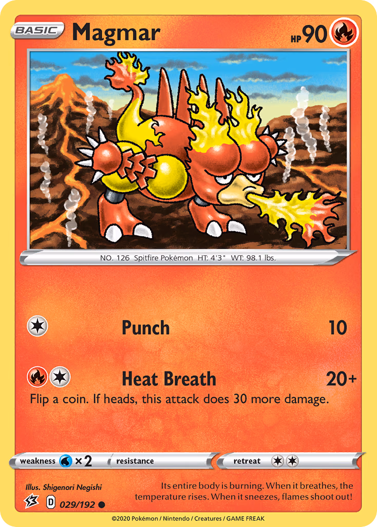 Magmar Pokemon card (029/192, Rebel Clash)