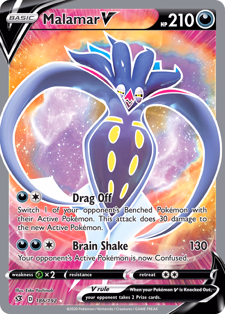 Malamar V Pokemon card (186/192, Rebel Clash)