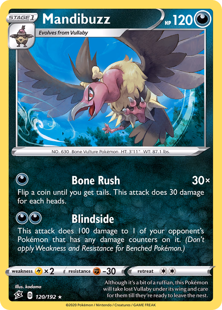 Mandibuzz Pokemon card (120/192, Rebel Clash)