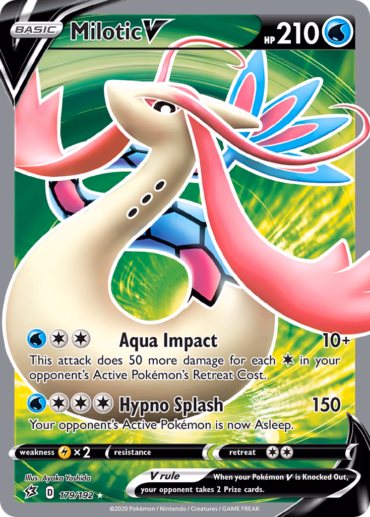 Milotic V Pokemon card (179/192, Rebel Clash)