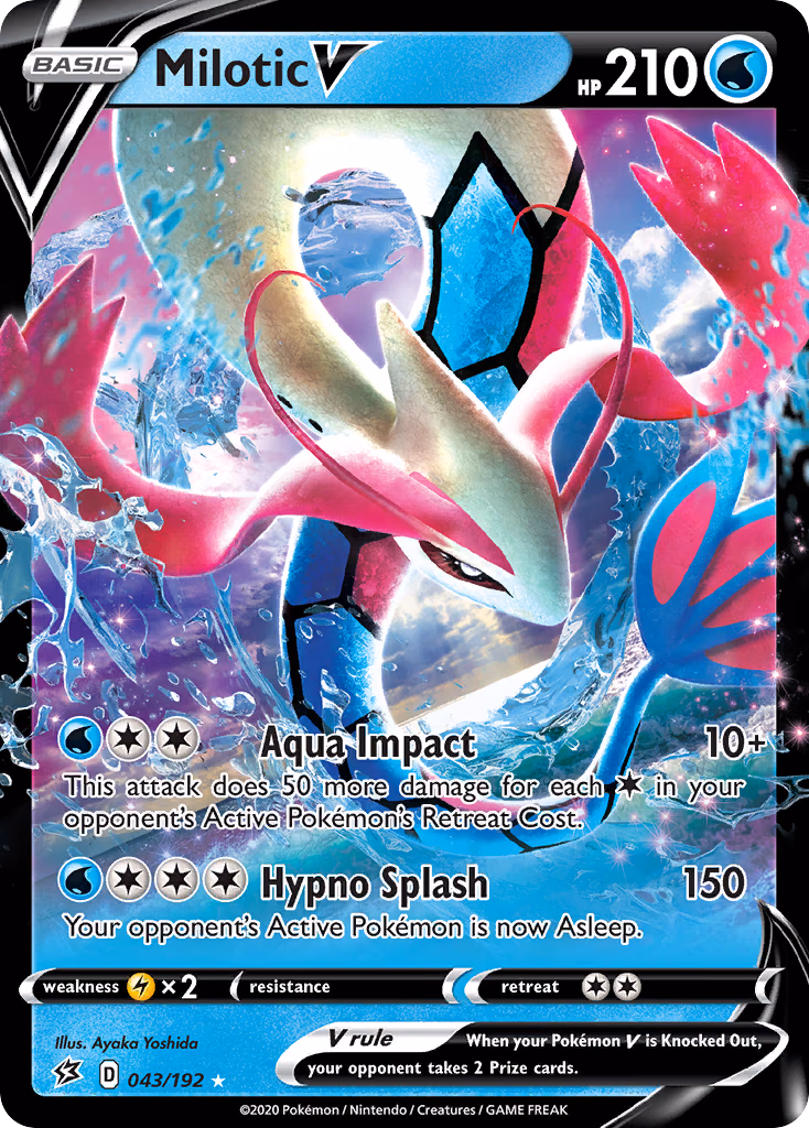 Milotic V Pokemon card (043/192, Rebel Clash)