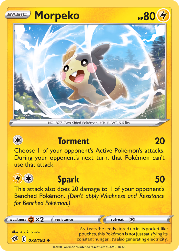 Morpeko Pokemon card (073/192, Rebel Clash)