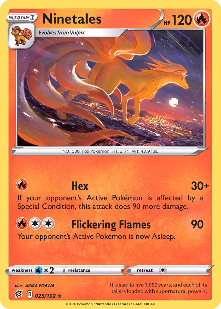 Ninetales Pokemon card (025/192, Rebel Clash)