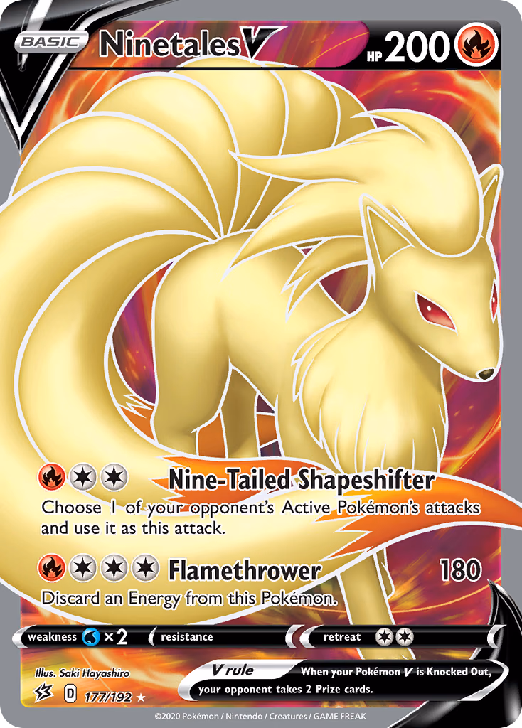 Ninetales V Pokemon card (177/192, Rebel Clash)