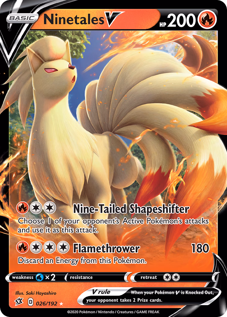 Ninetales V Pokemon card (026/192, Rebel Clash)