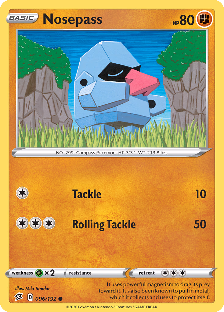Nosepass Pokemon card (096/192, Rebel Clash)