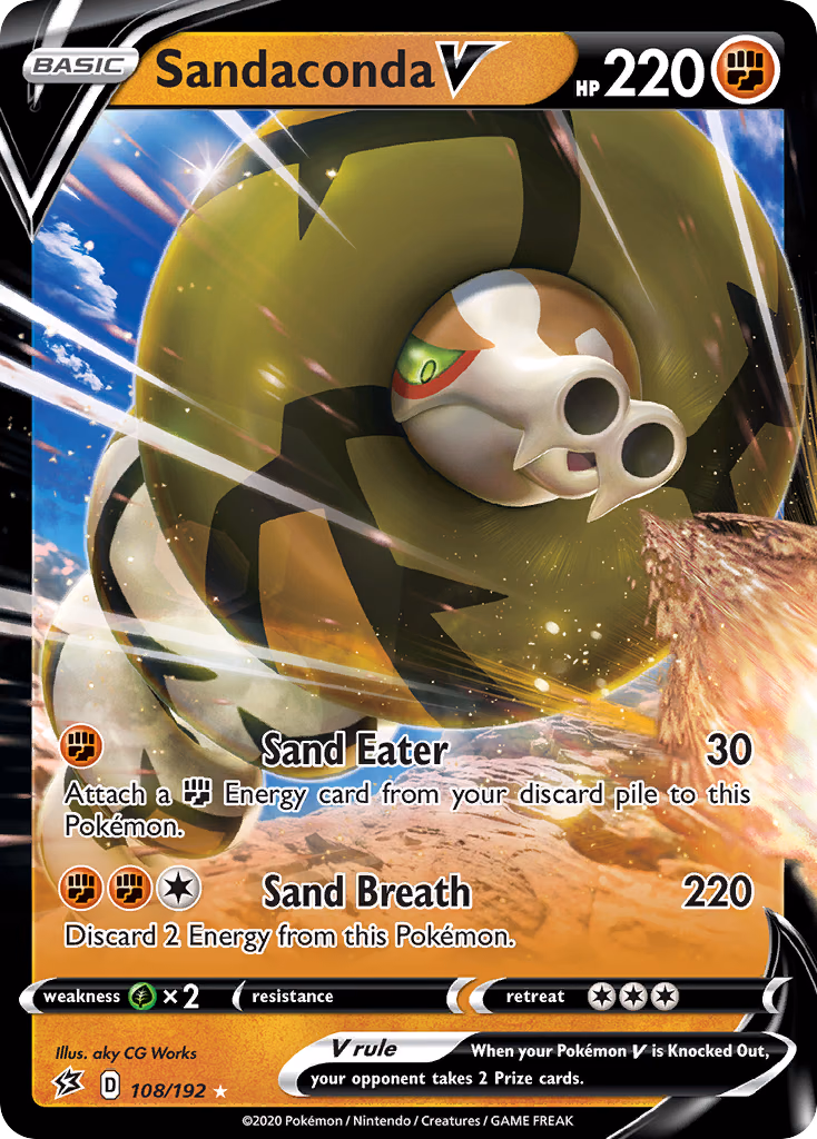 Sandaconda V Pokemon card (108/192, Rebel Clash)