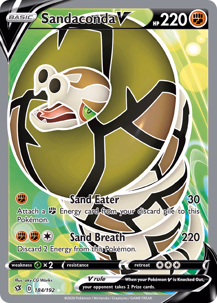 Sandaconda V Pokemon card (184/192, Rebel Clash)