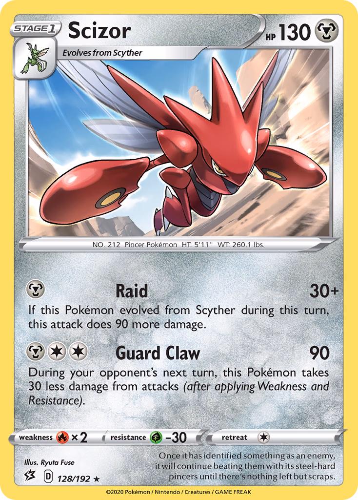 Scizor Pokemon card (128/192, Rebel Clash)