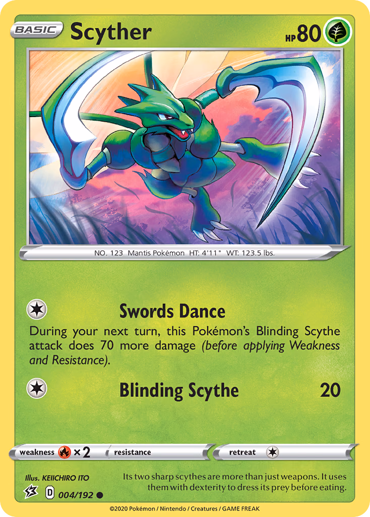 Scyther Pokemon card (004/192, Rebel Clash)