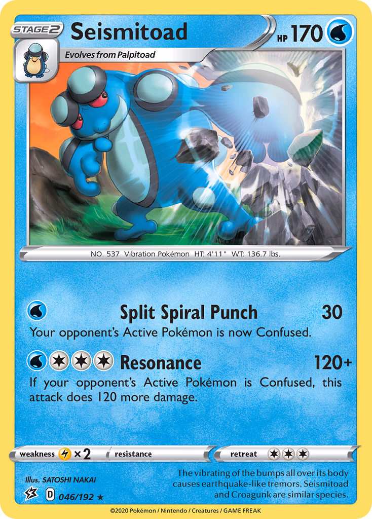Seismitoad Pokemon card (046/192, Rebel Clash)