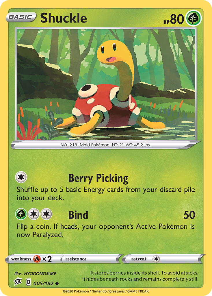 Shuckle Pokemon card (005/192, Rebel Clash)