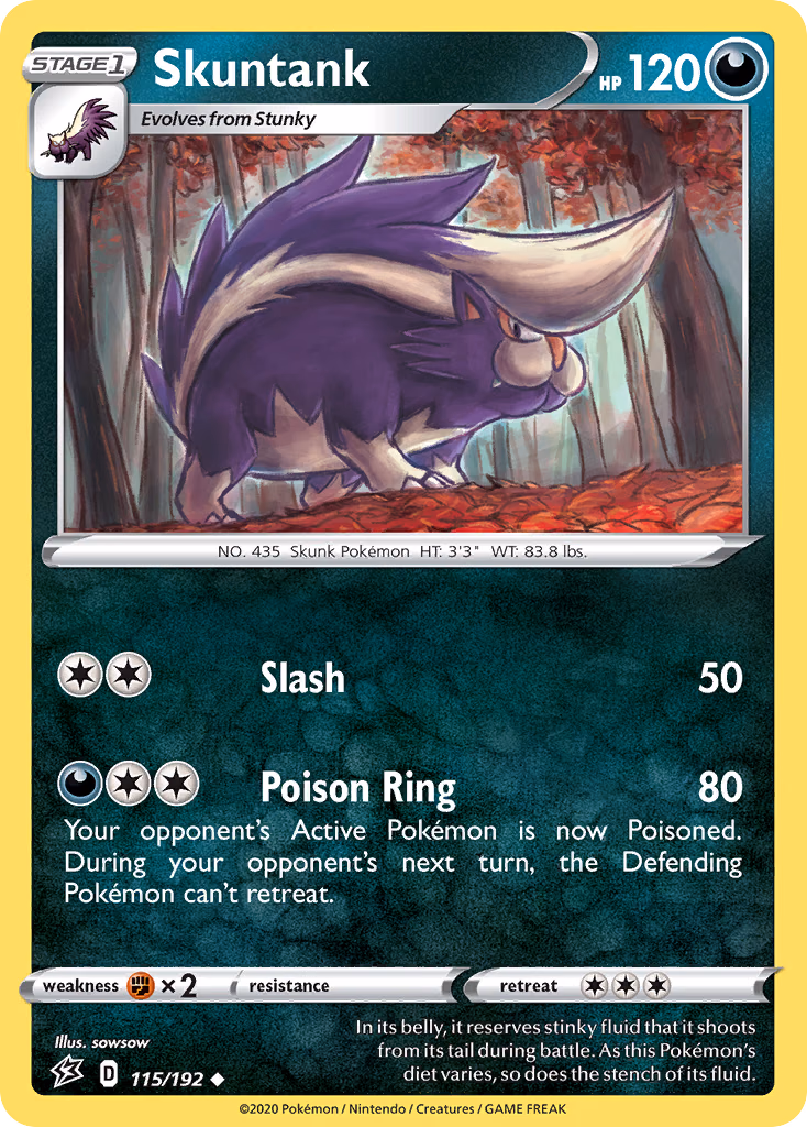 Skuntank Pokemon card (115/192, Rebel Clash)