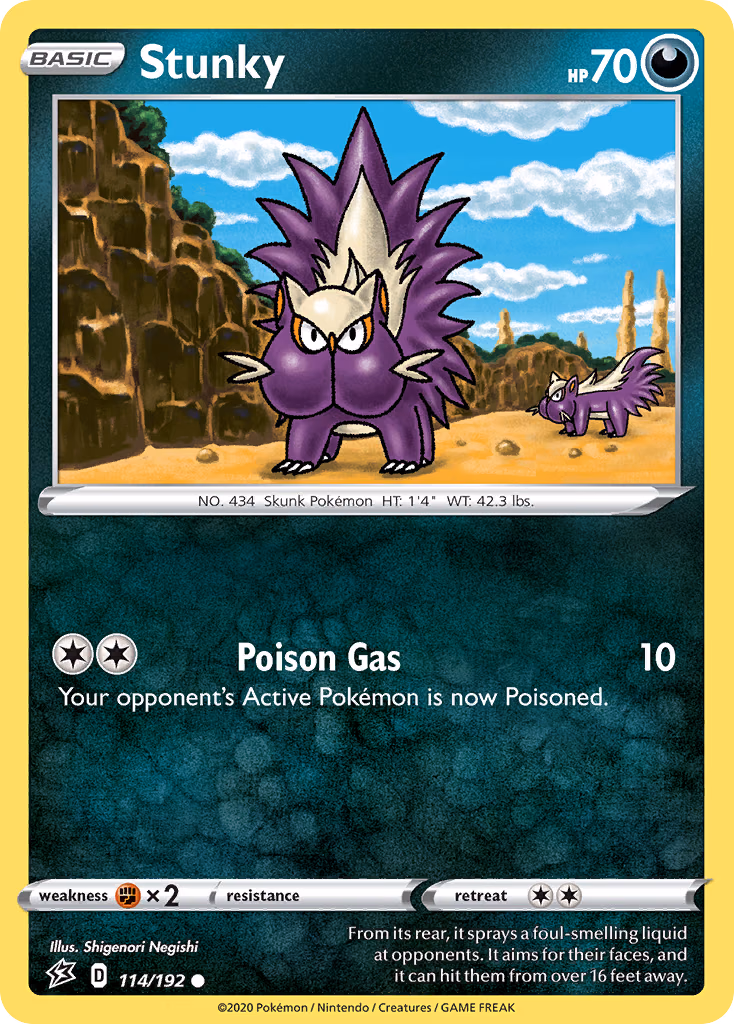 Stunky Pokemon card (114/192, Rebel Clash)
