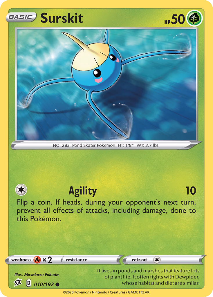 Surskit Pokemon card (010/192, Rebel Clash)