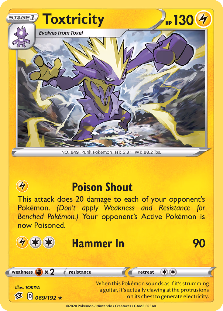 Toxtricity Pokemon card (069/192, Rebel Clash)