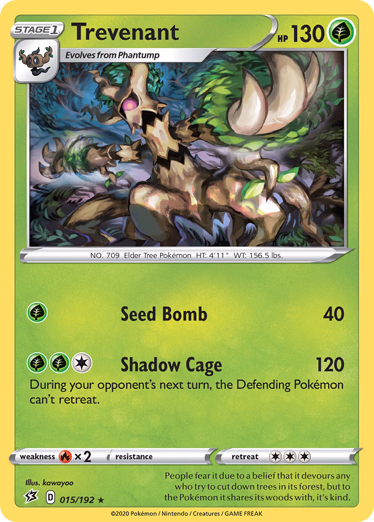 Trevenant Pokemon card (015/192, Rebel Clash)