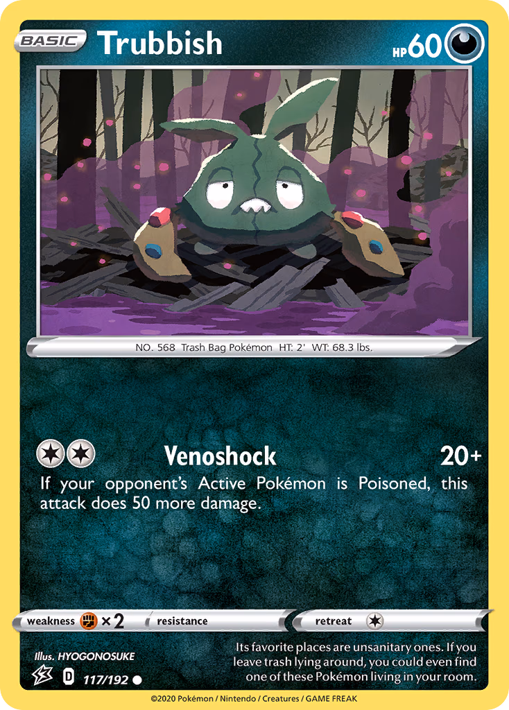 Trubbish Pokemon card (117/192, Rebel Clash)