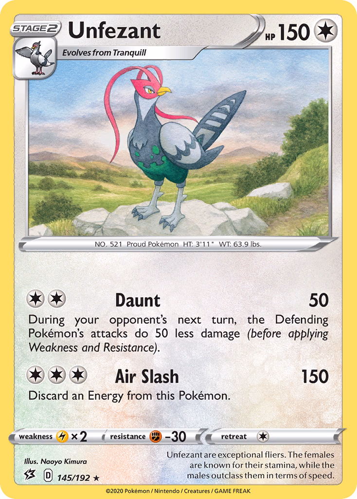 Unfezant Pokemon card (145/192, Rebel Clash)