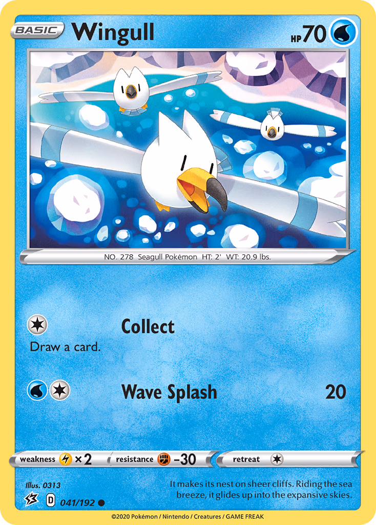 Wingull Pokemon card (041/192, Rebel Clash)